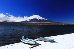 長池親水公園から山中湖の富士山