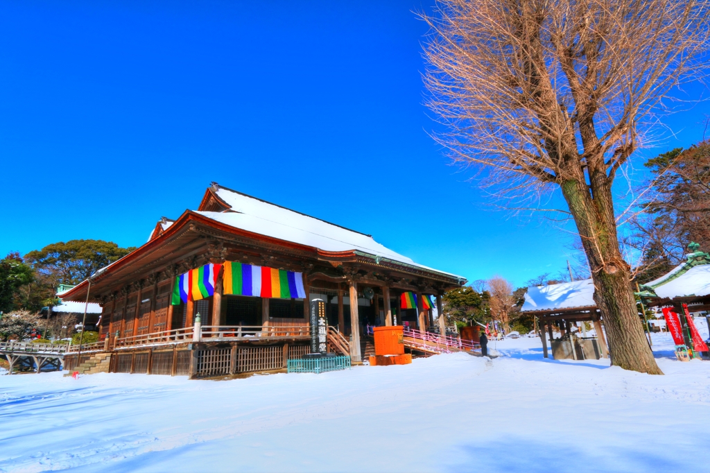 雪の中山法華経寺