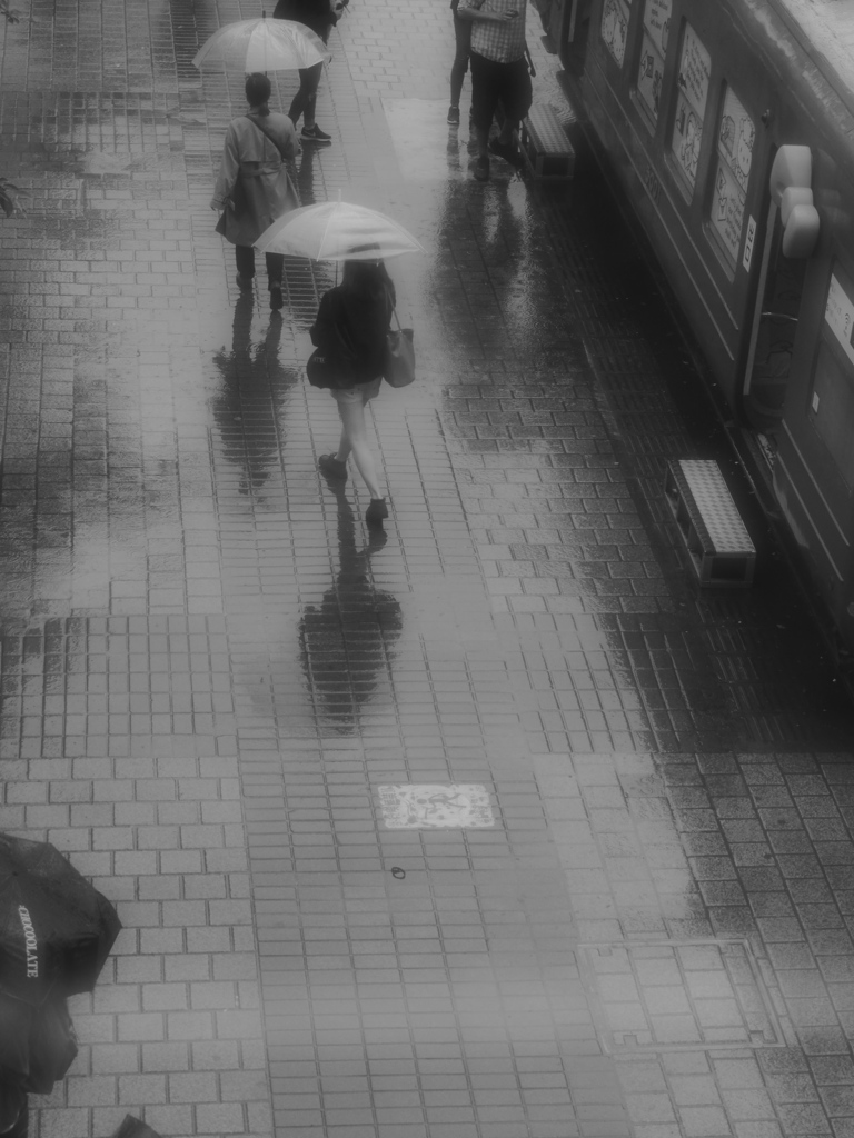 小雨の舗道