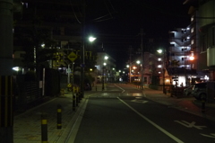 深夜の踏切