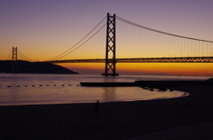 夕暮れの明石大橋