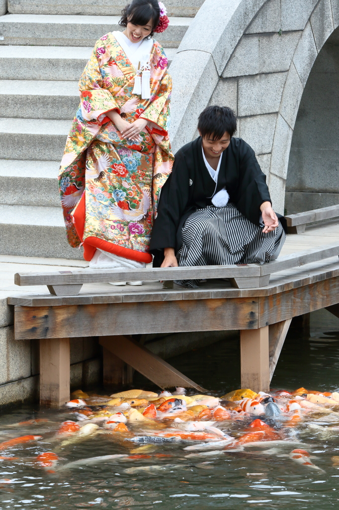 鯉も盛り上る二人