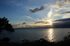 琵琶湖と夕日～その１