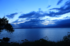 琵琶湖と夕日～その３