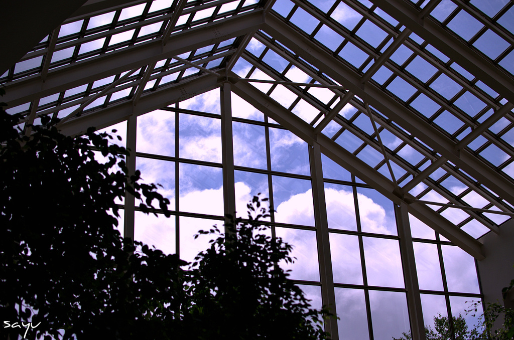 ガラスの向こうの雲