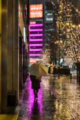 雨の歩道