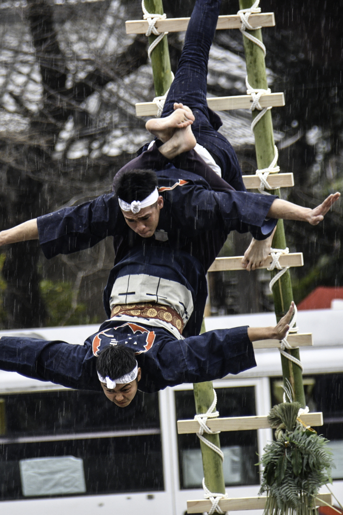 雨中の演技