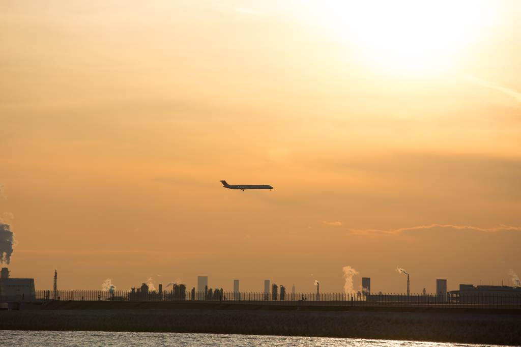 夕陽とともに