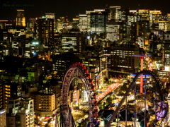 遊園地のある東京夜景..