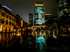 雨の東京Station..