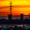 鉄塔と夕焼け..