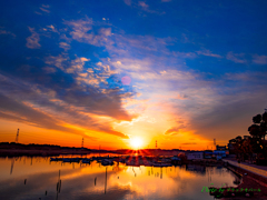 夕日の手賀沼..