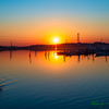 白鳥のいる夕景..