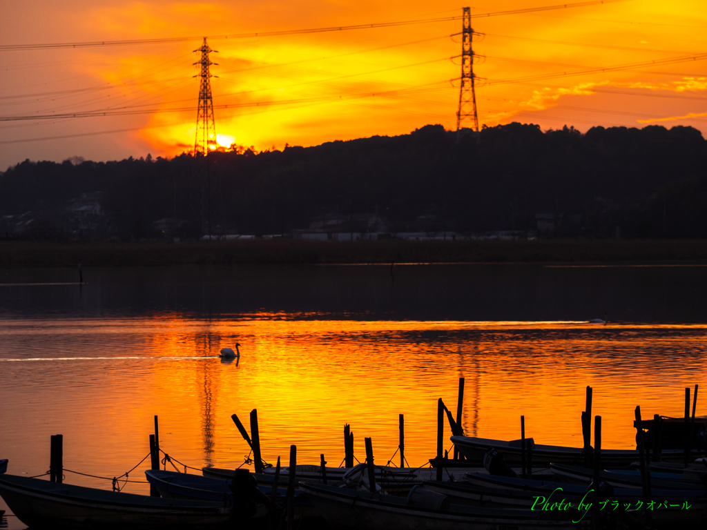 夕焼けの水面..