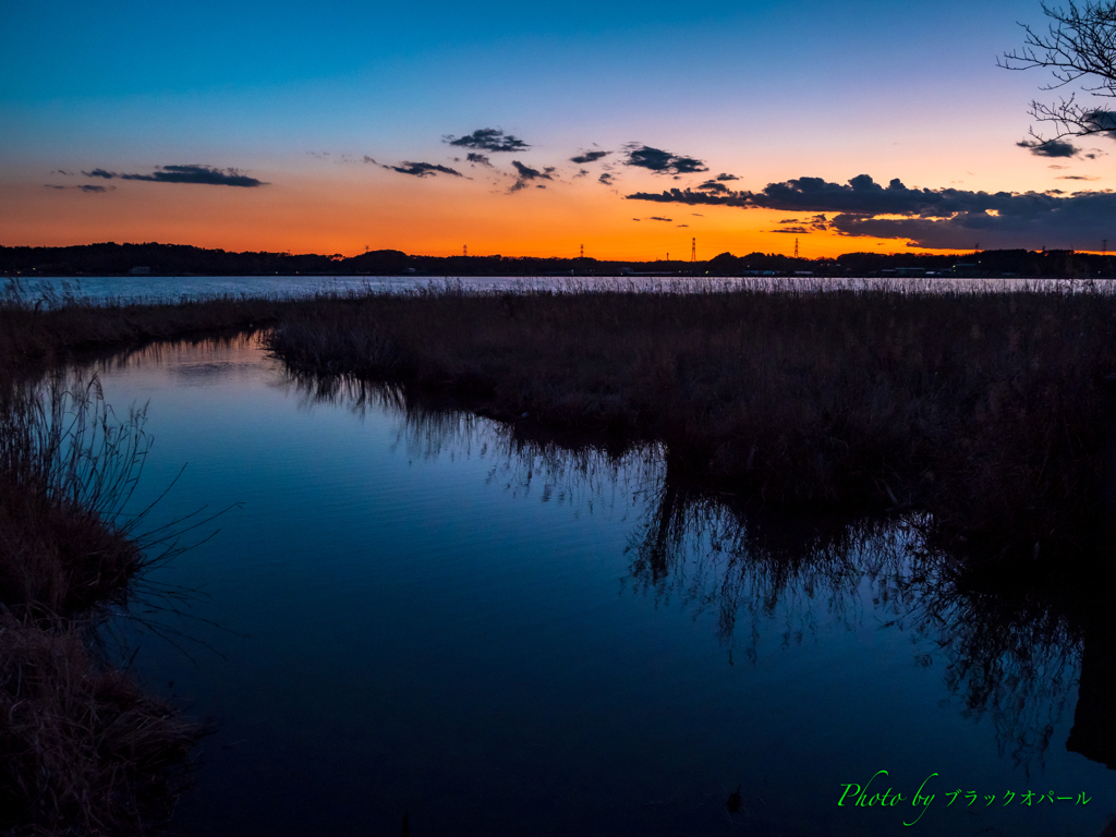 手賀沼夕景.. 〜 蒼い静寂 〜