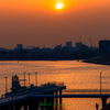 多摩川の夕暮れ..