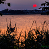 The setting sun..