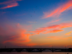 手賀沼夕景〜茜雲