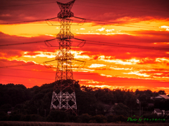 鉄塔と夕焼け..