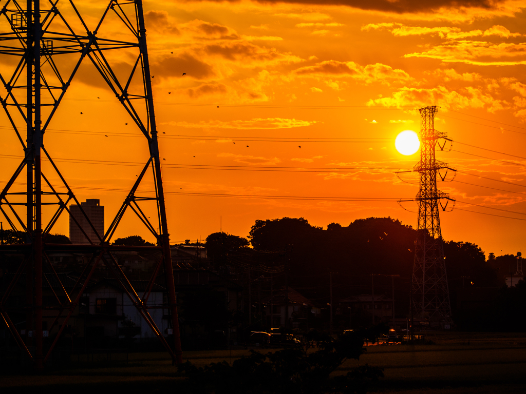 夕日と鉄塔〜スーパームーンを待ちながら..＃2