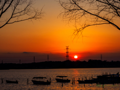 立春の夕日..