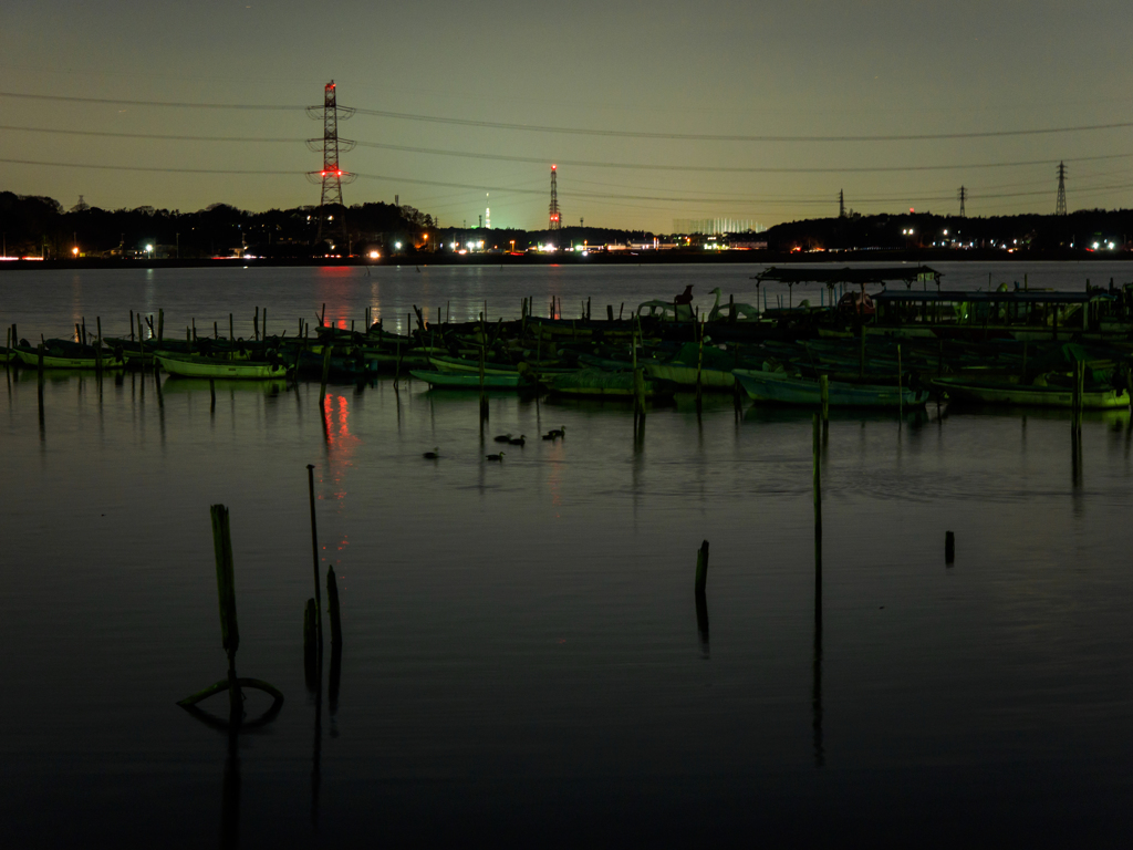 夜の手賀沼風景