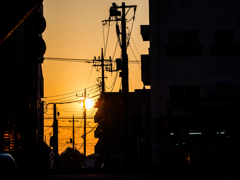 街角の夕日..