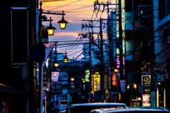 夕暮れの街景..