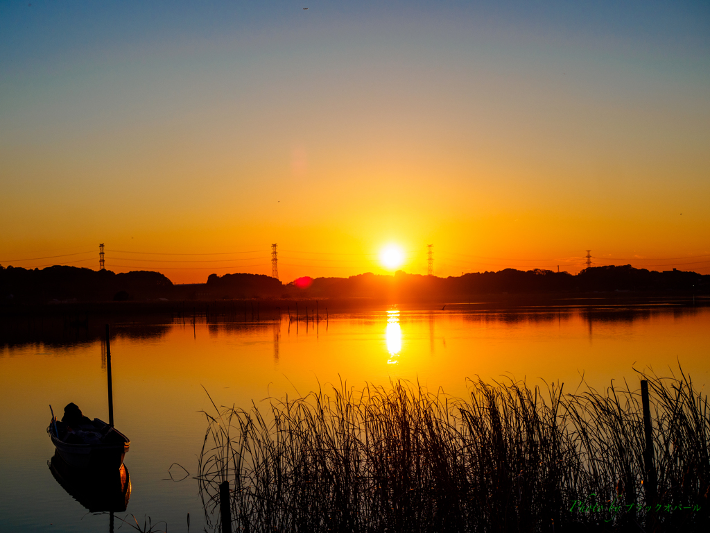 晩秋の夕日..