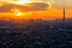 夕映えの街並..