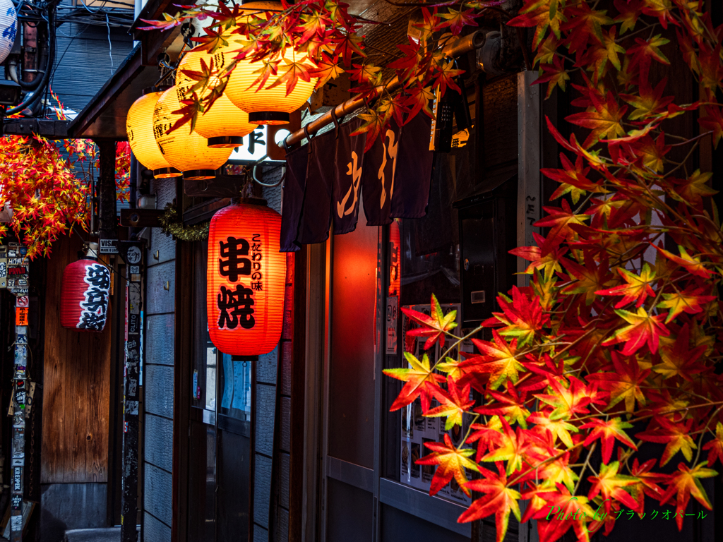 居酒屋も秋化粧..