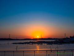 冬の手賀沼夕景..