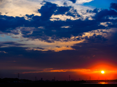 手賀沼の夕日..