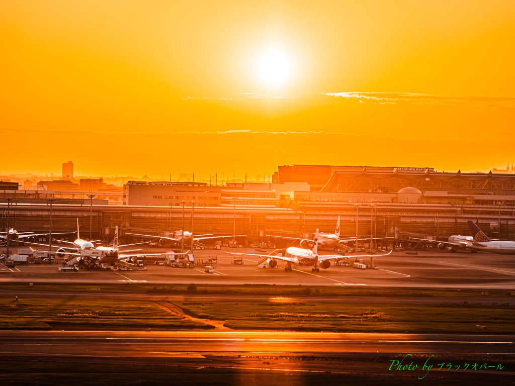夕日とAirport..