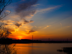 橋の上からの夕日