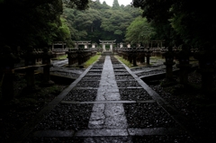 雨の毛利家墓所