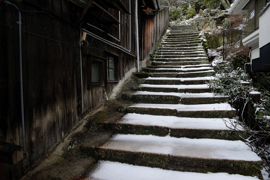 石段への雪