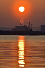 八戸港の夕陽