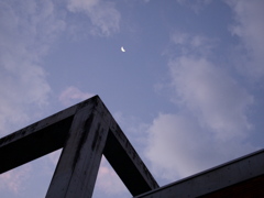 朝の月