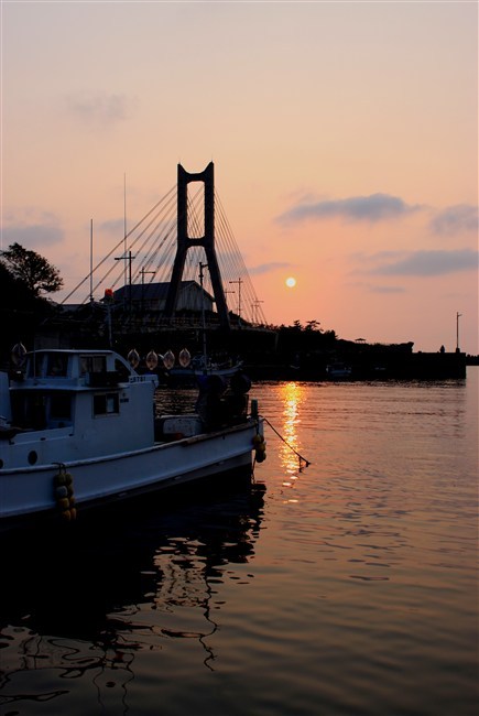 夕日　間人港