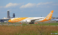 出発 scoot 787-9 9V-OJD 「青い空」