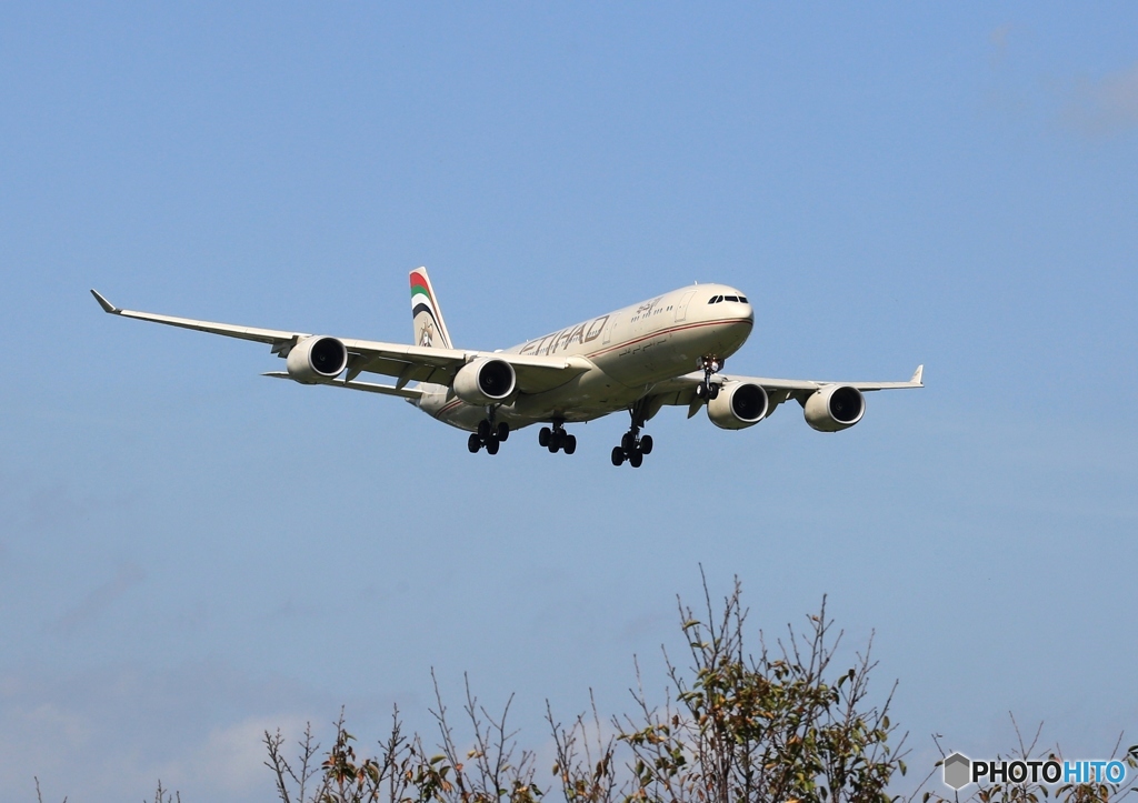 ETIHAD A340-541 着陸 