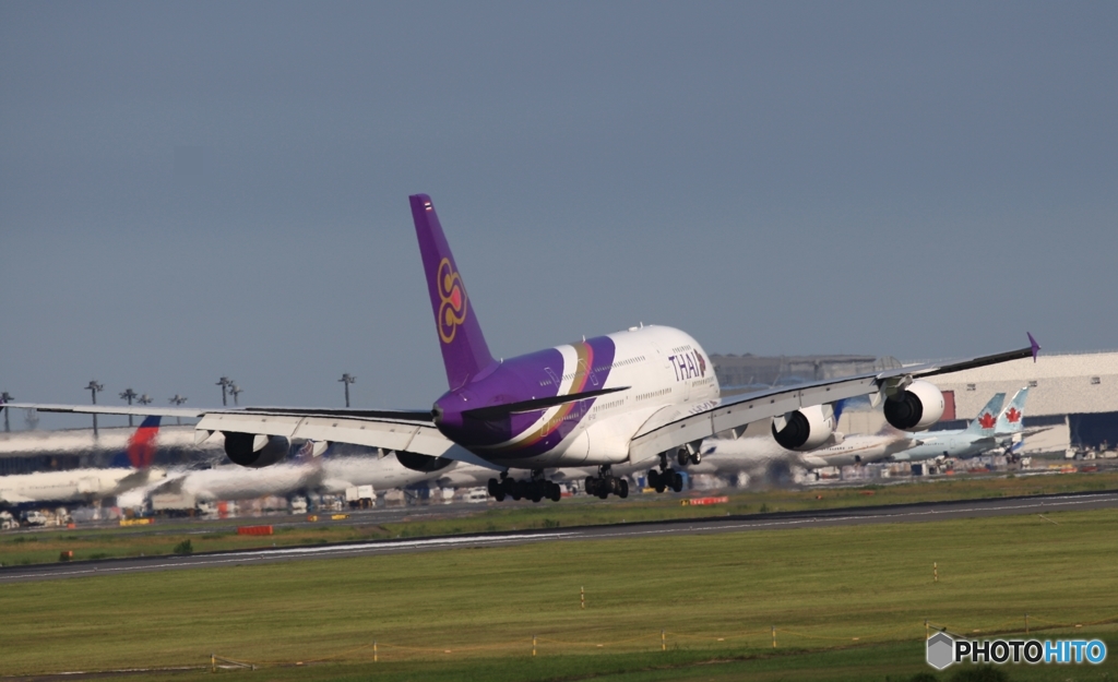 着陸　THAI A380-841 