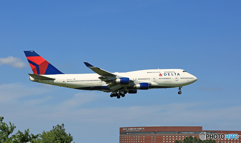 到着DELTA 747-400 N668US/ジャンボ保存委員会