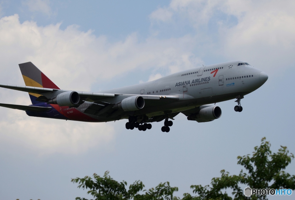 Asiana 747-400 着陸　