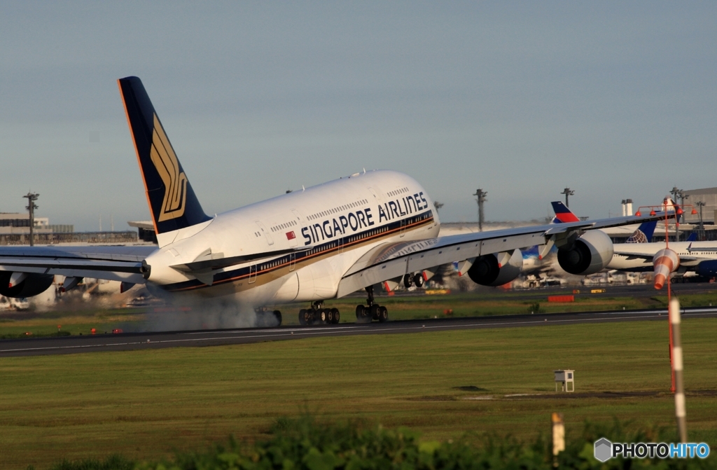 Singapore A380-841 到着　