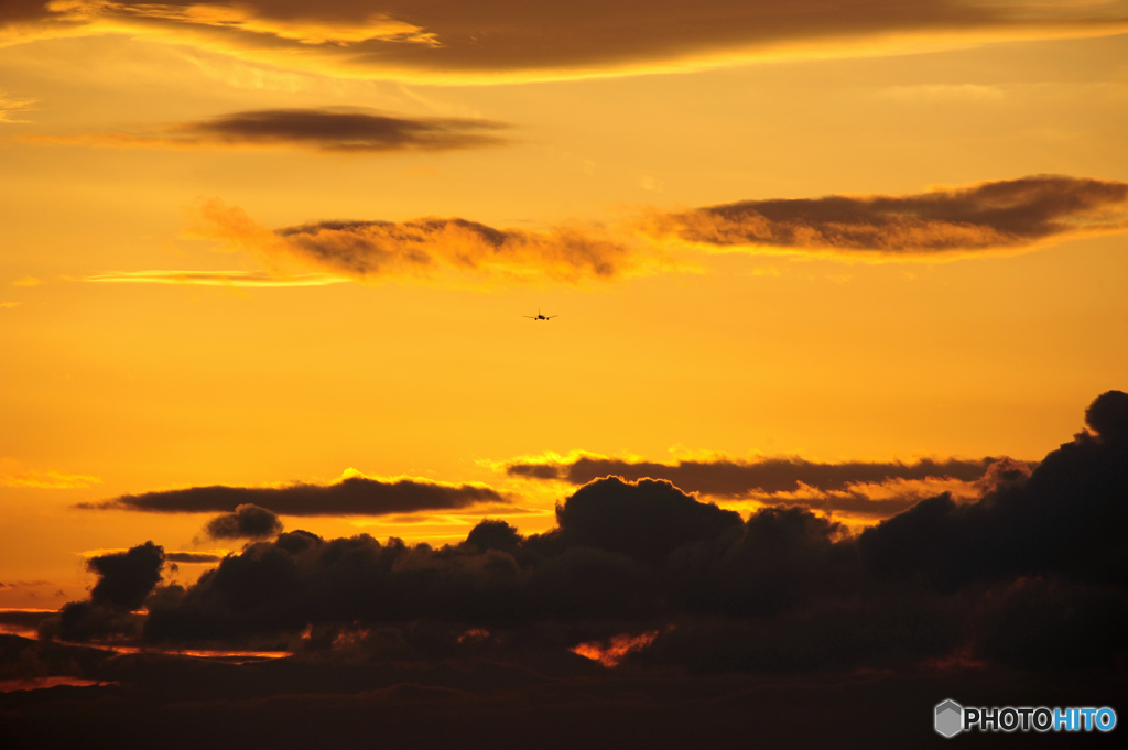 ☮ 休憩ﾀｲﾑ(501)  「夕焼け空」 と 「飛行機 」 ☮
