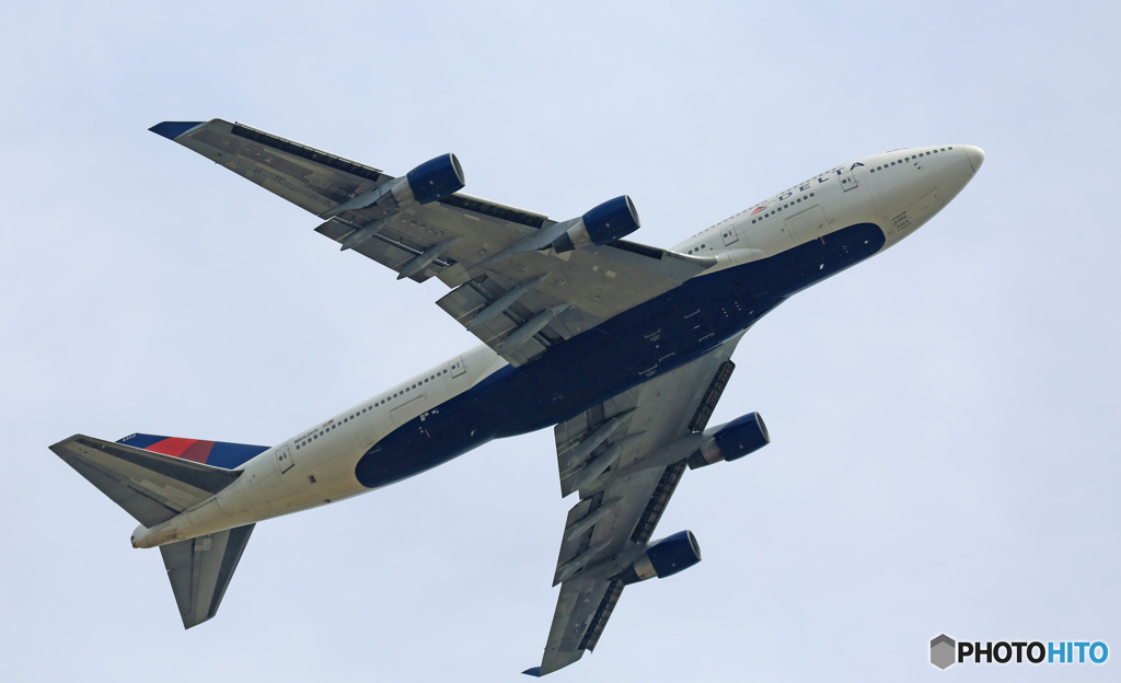 DELTA 747-400 N662US 出発 