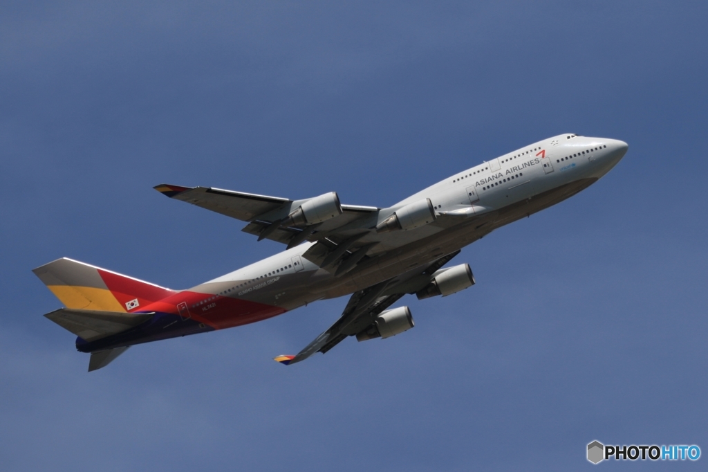 出発　Asiana ７４７ジャンボ機　