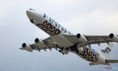 離陸 FINNAIR A340-313「マリメッコ ウニッコ」OH-LQD